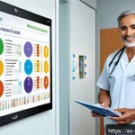 예방의학 전문가 필수 이론 정리 - A modern Spanish clinical setting showing a middle-aged Hispanic male patient with a family history ...