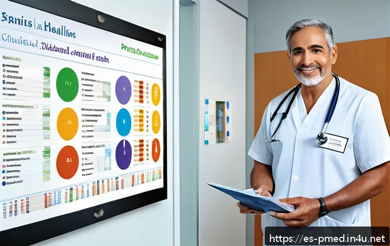 예방의학 전문가 필수 이론 정리 - A modern Spanish clinical setting showing a middle-aged Hispanic male patient with a family history ...